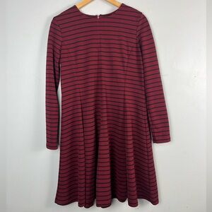 Anthropologie Hutch long sleeve burgundy/black striped Dress size M